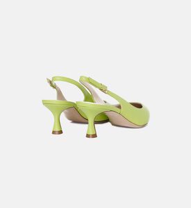 Slingback Leather Side Buckle Heels