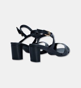 Arezzo Leather Mid-bock Heel Sandals, Black, Eu-40, Packshot View