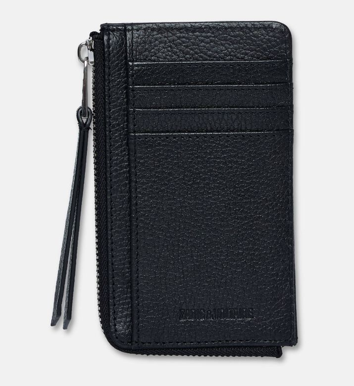 Zadig et Voltaire Leather Flap Pocket Card Holder, Silver, Packshot View