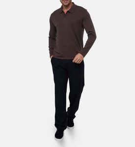 Vince Long-sleeve Polo Shirt, Dark-brown, Xl, Model View