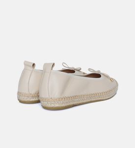Beige Leather Espadrille Ballet Flats