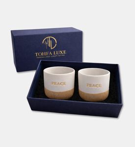 Tohfa Luxe Luxe Peace Ceramic Gold Engraved 2-piece Cup Set, Packshot View