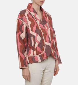 Ba and Sh Trincy Geometric Patchwork Cropped Jacket, Model View