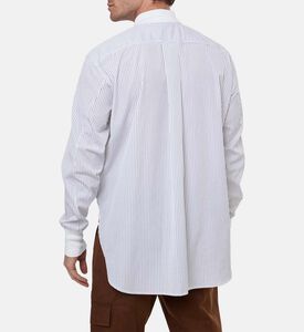 Plan C Stripe-print Ribbed Cuffs Shirt, White, 50, Model View