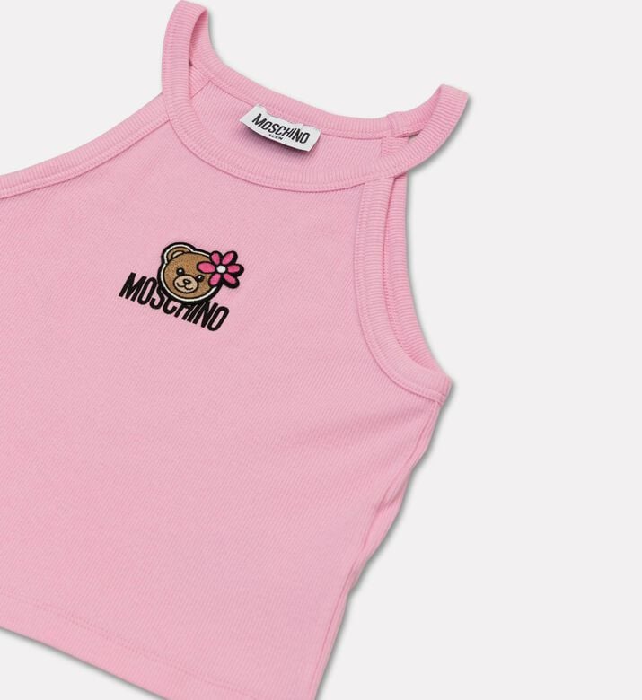 Moschino BKT Appliqu&eacute; Ribbed Tank Top, Pink, 8y, Packshot View