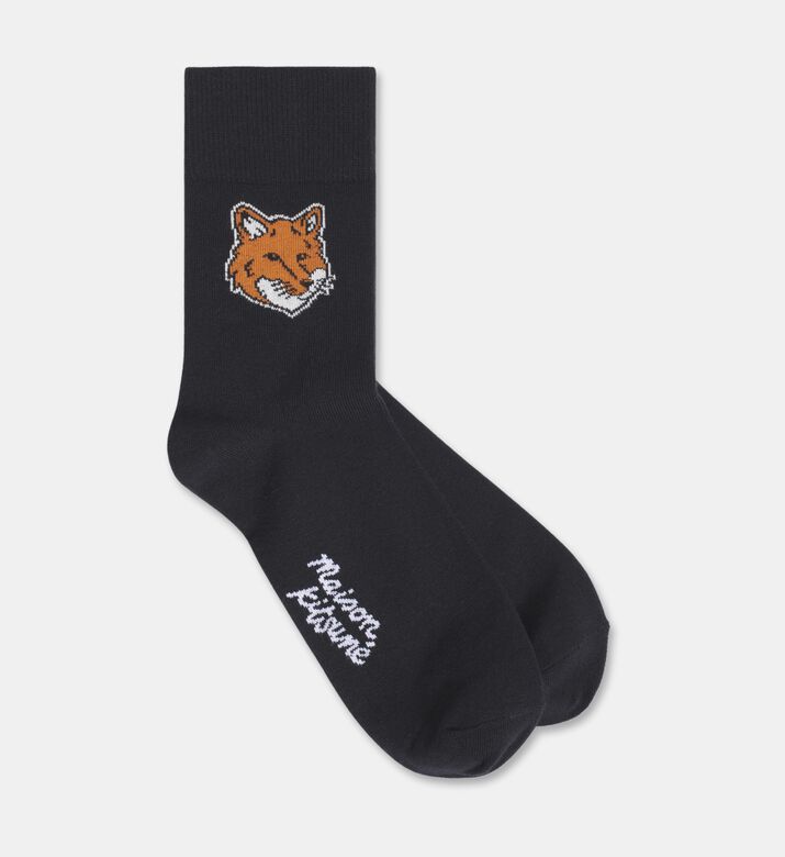 Maison Kitsune Fox-embroidery Elastic Band Socks, Black, 40-45, Packshot View