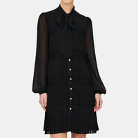 Pleated Mini Shirt Dress