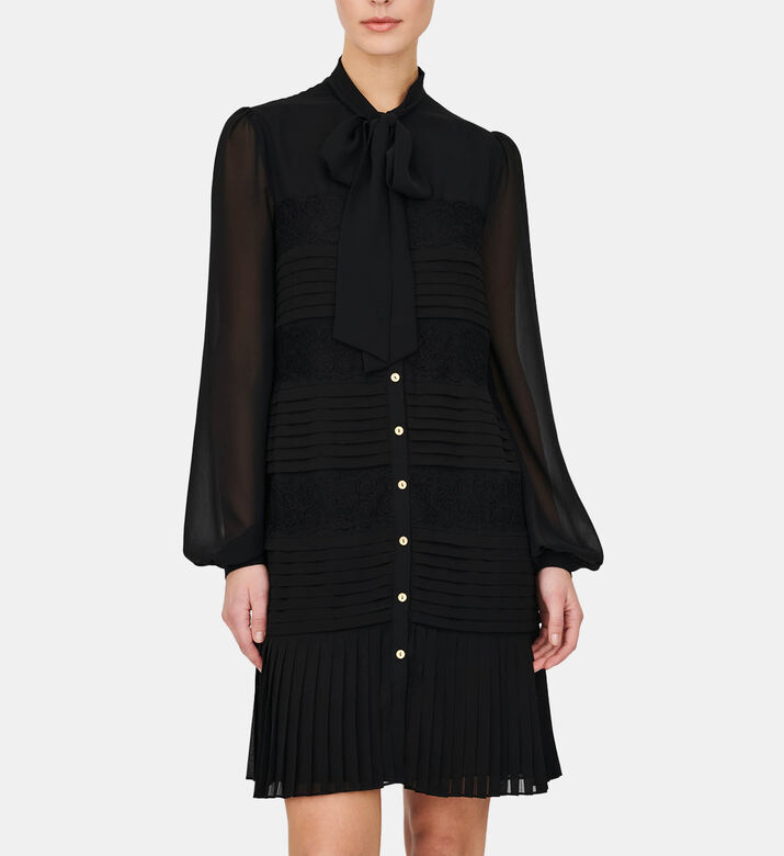 Pleated Mini Shirt Dress Pleated Mini Shirt Dress
