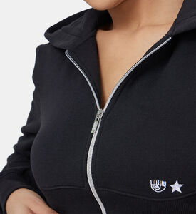 سويت شيرت قصير بغطاء رأس وسحّاب