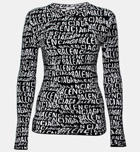Balenciaga Balenciaga Wavy Logo Knitted Crewneck Top, Packshot View