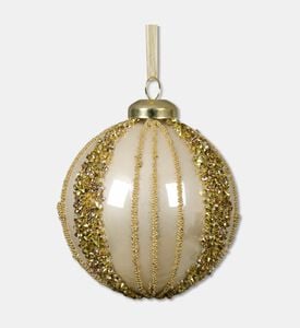 Kaemingk Bauble Glass Stripe Long, Gold, Packshot View