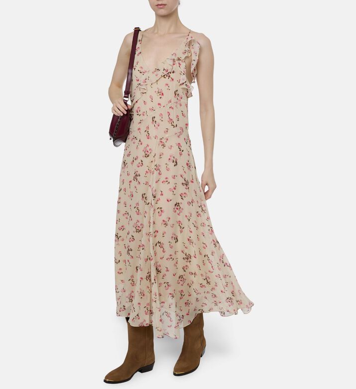 Isabel Marant Floral Ruffle Chiffon Maxi Dress, Model View