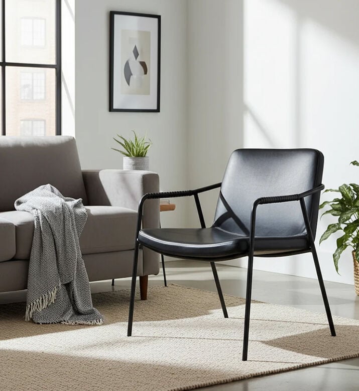 Dan Form Boto Metal Leather Lounge Chair, Black, Packshot View Dan Form Boto Metal Leather Lounge Chair, Black, Packshot View