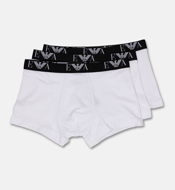 Emporio Armani Logo-waistband 3-pack Low-rise Boxers, White, Xl, Packshot View