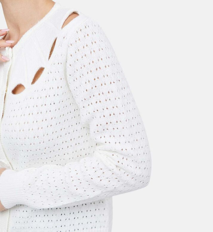 Pointelle Flower Buttons Waistcoat