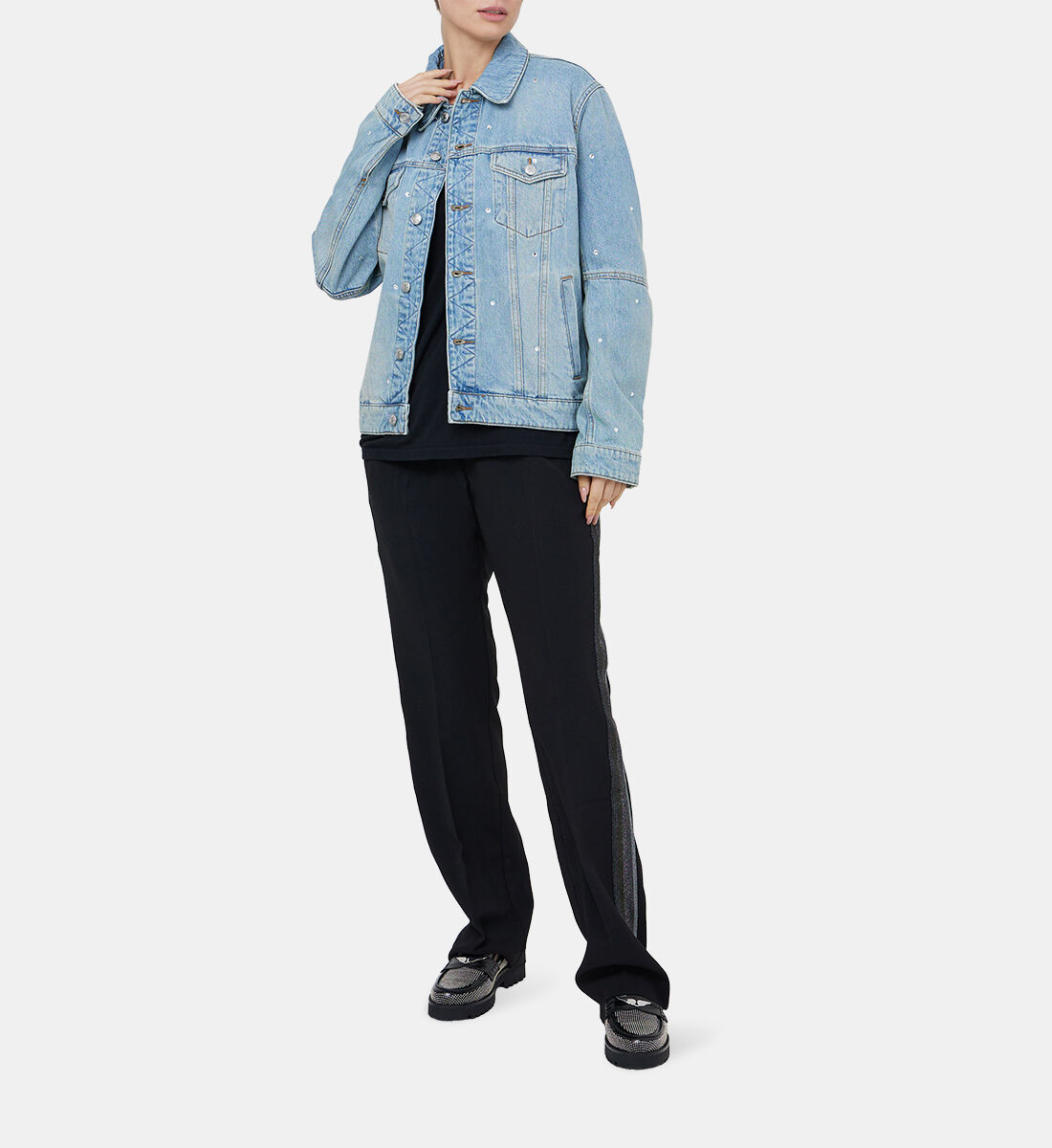 Diamante denim shirt discount