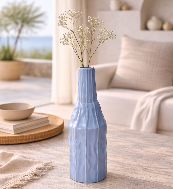Kersten Stoneware Textured Vase, Blue, 8.7x8.7x26.4-cm, Packshot View