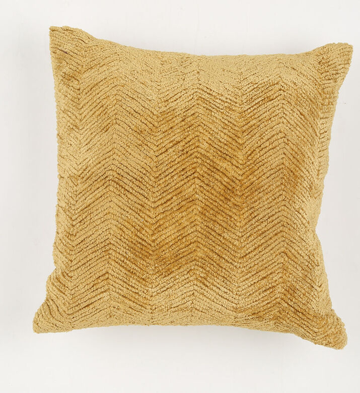 Home Deco and More Willow Hand Smocked Design Cushion, Mustard, 45x45x45-cm, Packshot View