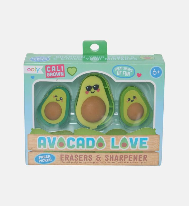 Avocado Love 3-piece Eraser Sharpener Set