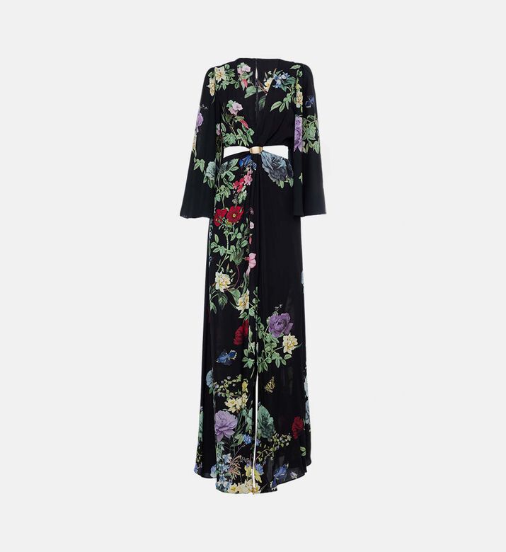 Floral Side Cut-outs Maxi Dress