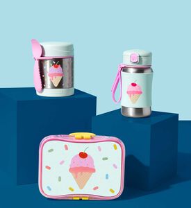 زجاجة شرب مع مصاصة بطبعة آيس كريم