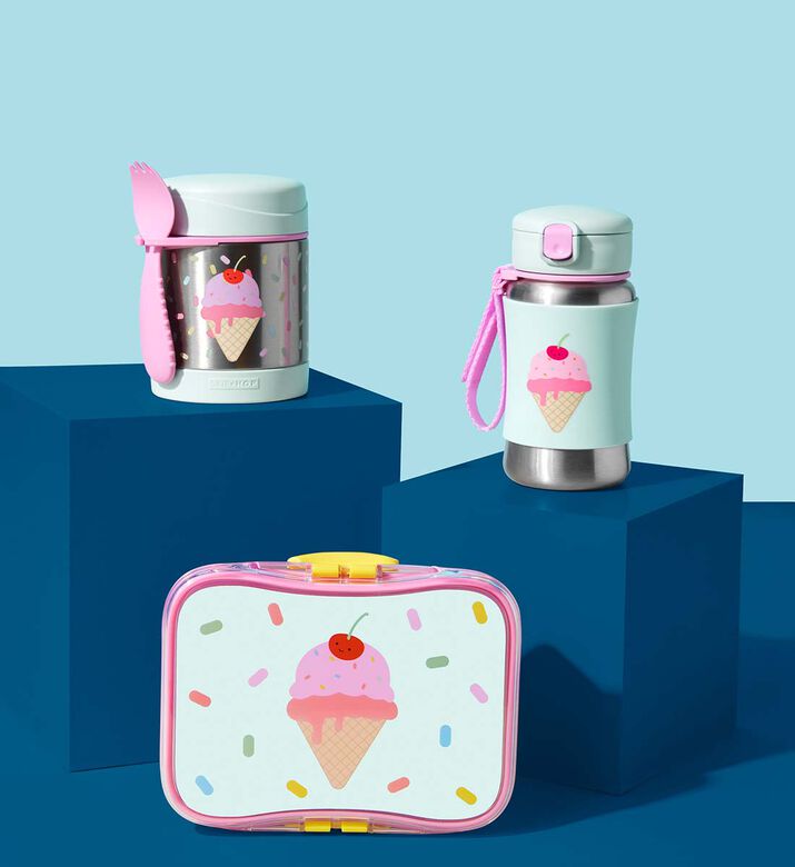 زجاجة شرب مع مصاصة بطبعة آيس كريم
