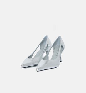 Croc-embossed Metallic Pumps