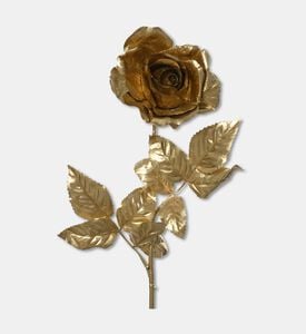 Kaemingk Rose With Gold Leaf, Gold, Packshot View