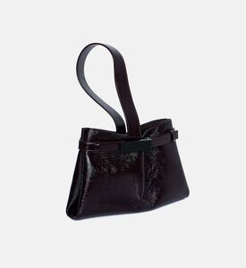 حقيبة كلاتش يد جلد مشدود بقطعة معدنية