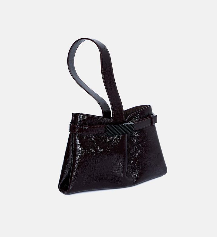 حقيبة كلاتش يد جلد مشدود بقطعة معدنية