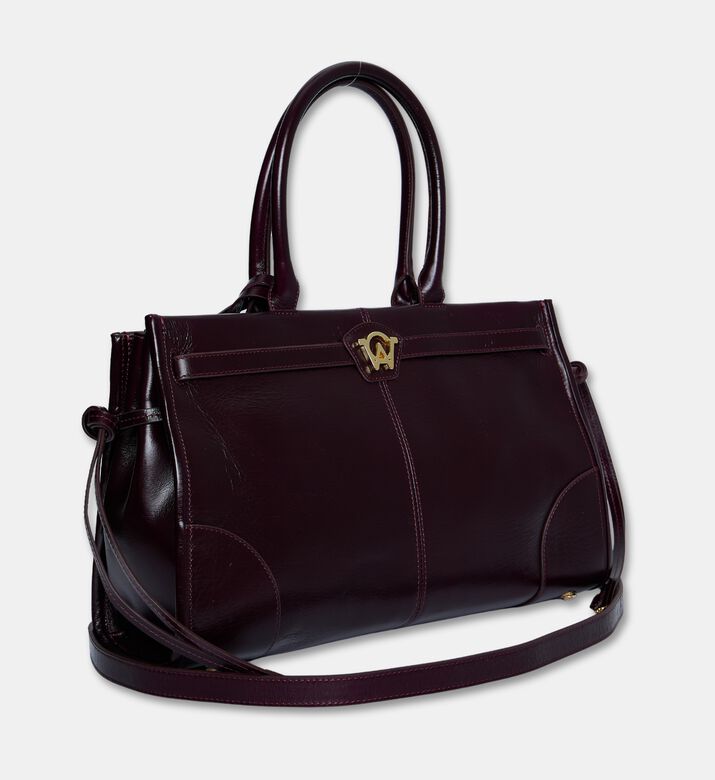Manc Leather Structured Top-handle Bag, Burgundy, Packshot View