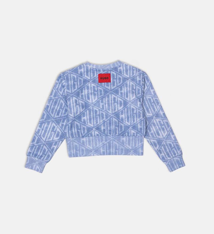 Denim-effect Geometric Logos Loose-fit Sweatshirt