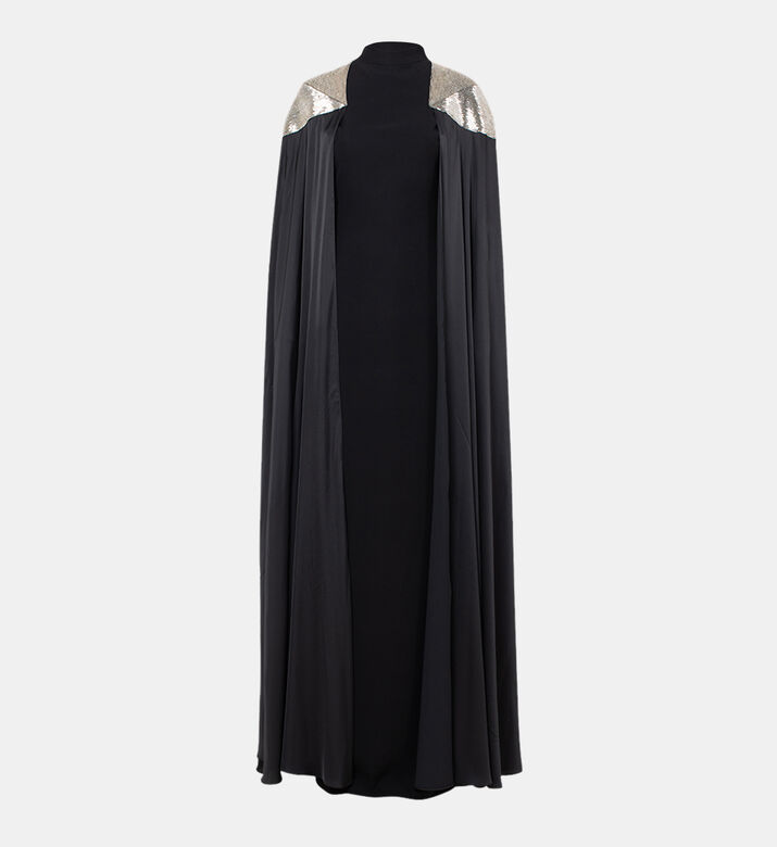 Connected Cape Embroidered Pipe Dress