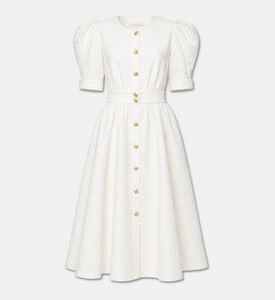 Poca and Poca Textured Puff Sleeves Midi Dress, Packshot View