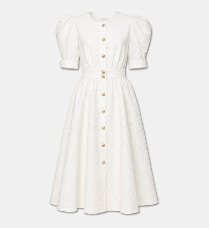 Poca and Poca Textured Puff Sleeves Midi Dress, Packshot View