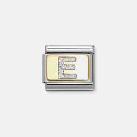 Composable Classic Link Silver Glitter Letter E Charm