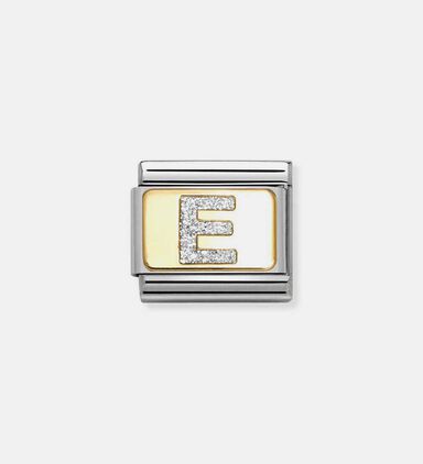 Composable Classic Link Silver Glitter Letter E Charm