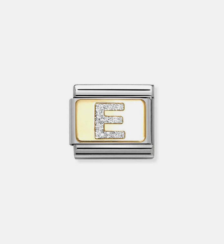 Composable Classic Link Silver Glitter Letter E Charm