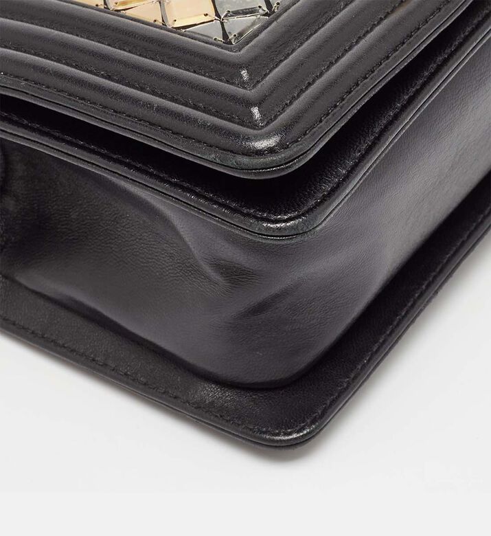 Chanel Leather Sequins Tile Brasserie Mosaic Small Boy Bag Preowned Chanel Leather Sequins Tile Brasserie Mosaic Small Boy Bag Preowned