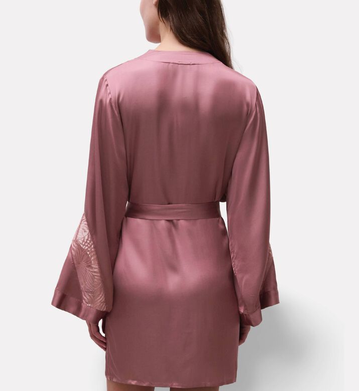 Chantelle Satin Lace Embroidered Kimono Robe, Model View