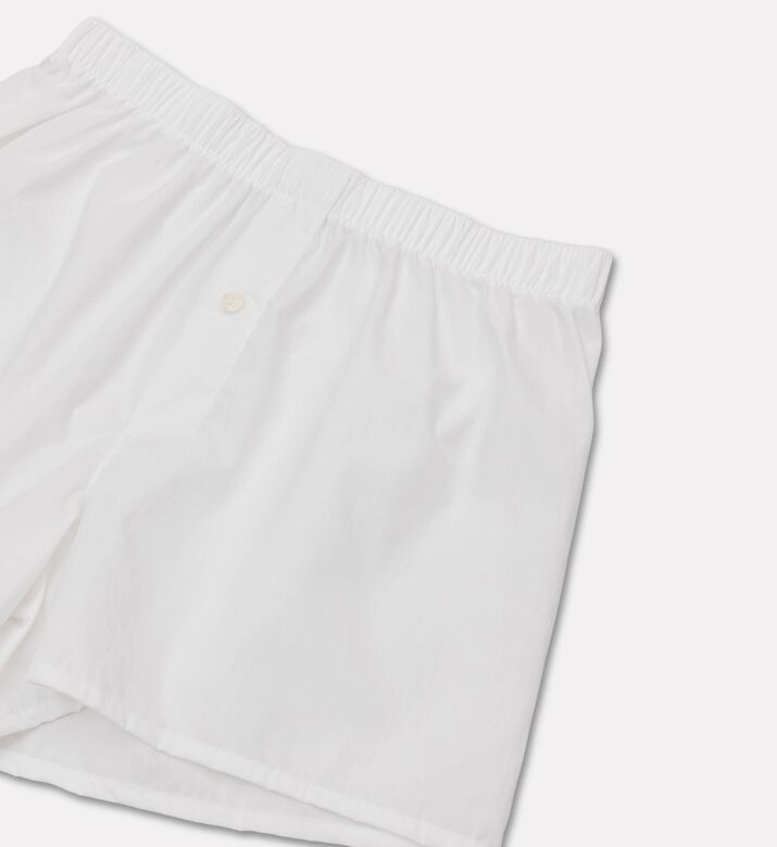 Hanro Fancy Woven Buttoned Boxer, White, M, Packshot View
