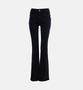 بنطال جينز واسع بخصر عالٍ وجيوب أمامية خارجية