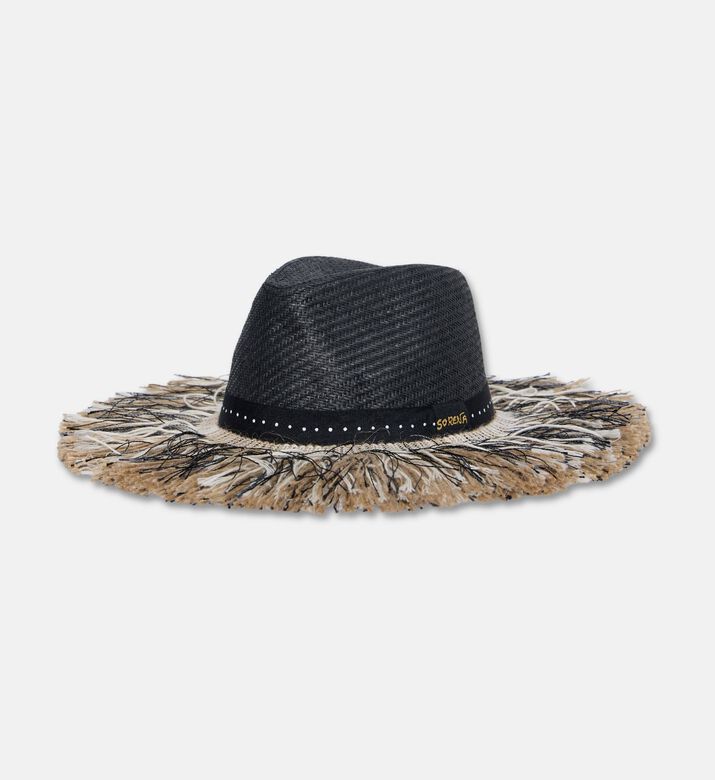 Sorena Wide Fringed Brim-detail Hat, Packshot View