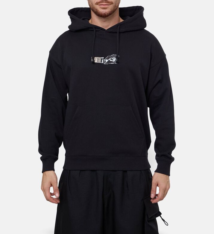 Y-3 Logo-print Kangaroo Pocket Hoodie, Model View