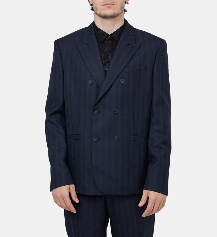 Striped Double-breasted Suit Jacket Striped Double-breasted Suit Jacket