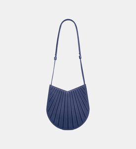 Camille Fournet Balancier Calf Leather Pleated Handbag, Indigo, Packshot View