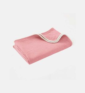 بطانية موسلين مزينة ببوم بوم مخصصة لطفلتك