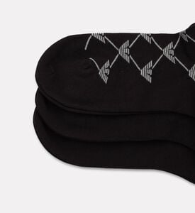 Emporio Armani Logo-print Ankle-cut 3-pack Socks Set, Black, L-xl, Packshot View