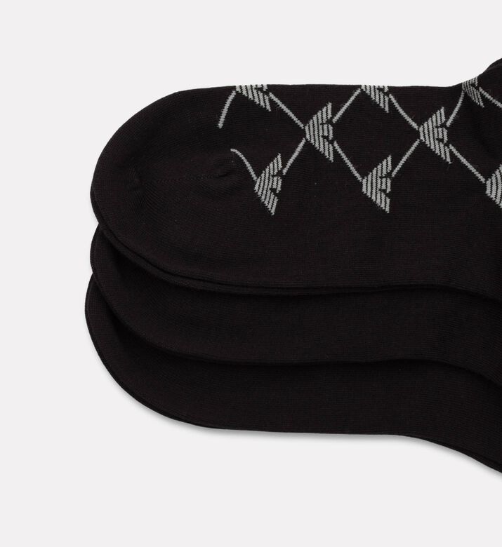 Emporio Armani Logo-print Ankle-cut 3-pack Socks Set, Black, L-xl, Packshot View