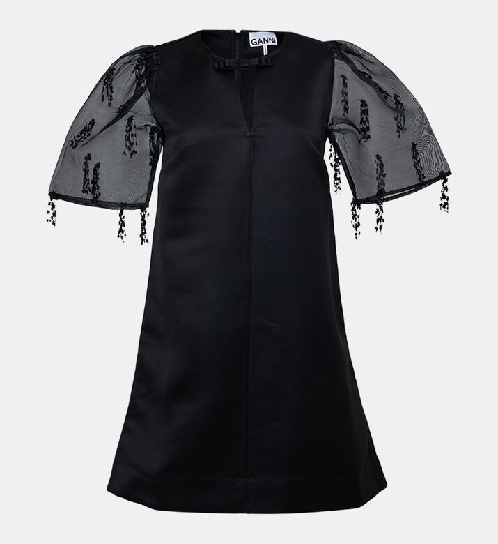 Fringed Organza Mini Dress